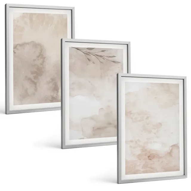 Coloray 3-Delige Schilderij Set - Textuur Van Gemorste Aquarelverf In Boho-Stijl - 40 x 60 cm - Wanddecoratie - Moderne Interieurdecoratie - Interieur Decoratie