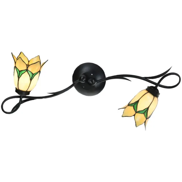 Coloured by Art Tiffany Wandlamp/Plafonnière Lovely Flower Yellow 2 - Art Deco Trade Geel