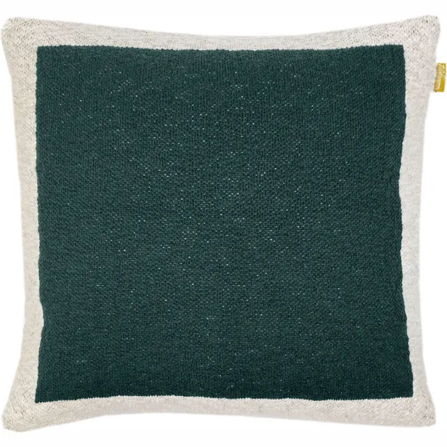Malagoon Solid knitted poster cushion green Groen, Offwhite