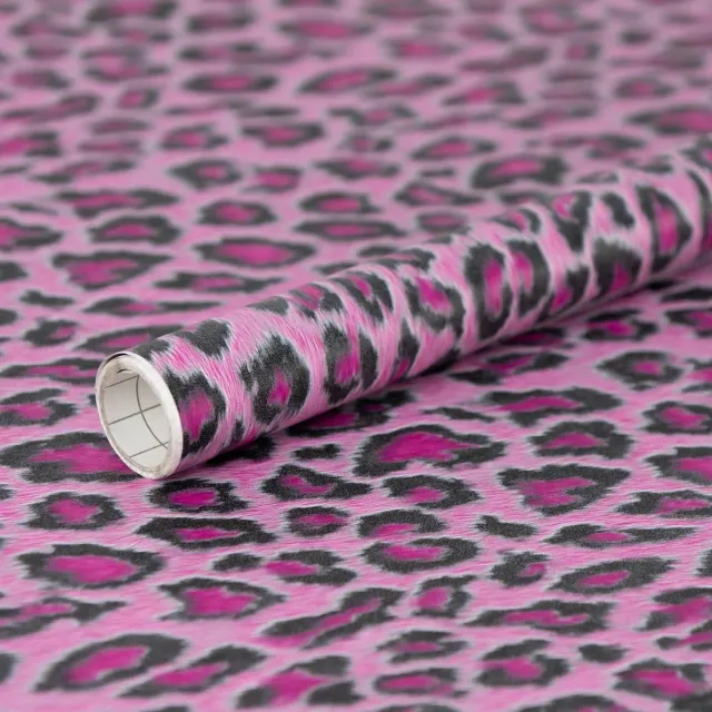 2LIF Decoratie plakfolie meubelfolie luipaard print roze 45 cm x 2 meter zelfklevend - Decoratiefolie - Plakplastic - Raamfolie Luipaard roze