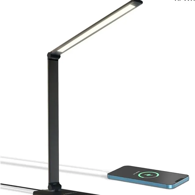 RFWR Dimbare LED-bureaulamp met 5 kleuren, 10 helderheidsniveaus en touch-bediening Zwart