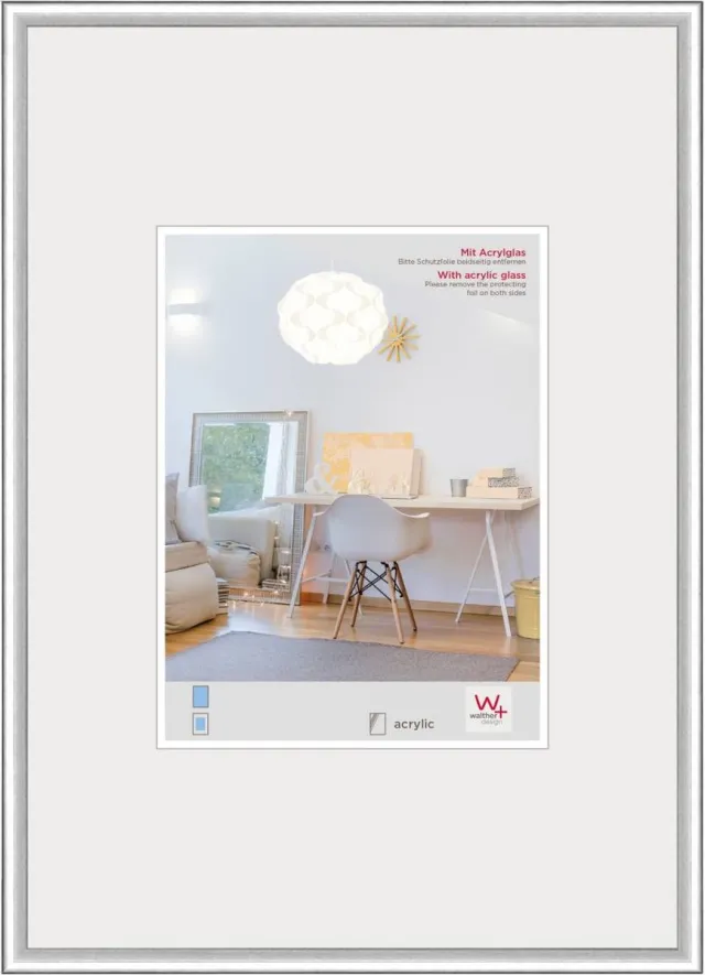 Walther New Lifestyle - Kunststof lijst - Fotoformaat 50x60 cm - Kunstglas - Zilver