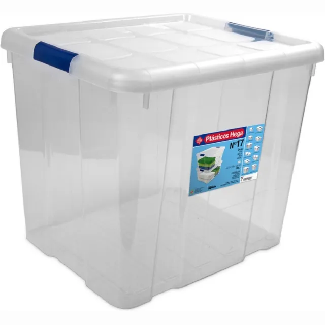 Hega hogar Opbergbox - met deksel - 42 x 35 x 35 cm - 35 Liter - Opbergbakken - Transparant