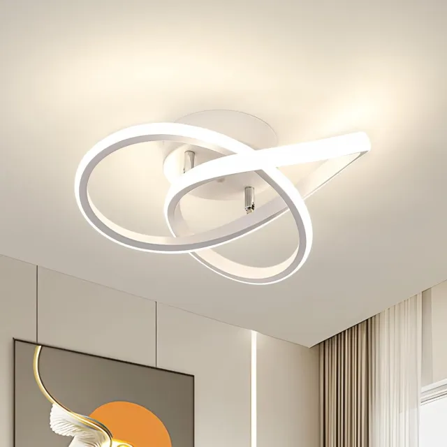 Haobosic 30W Moderne LED Plafondlamp - Wit Acryl - Voor Woonkamer, Slaapkamer, Eetkamer - Natuurlijk Licht 4500K