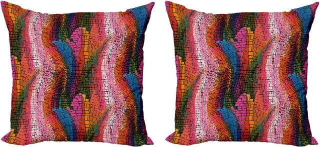 ABAKUHAUS Abstract Sierkussenhoes Set van 2, Kleurrijke Wellenförmige Mosaic, Modern Accent Dubbelzijdige Digitale Print, 50x50, Meerkleurig
