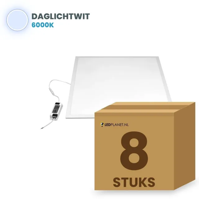 Tsong LED paneel 60x60 cm - 8 stuks - 36W - Daglichtwit 6000K - 3960 lm - UGR