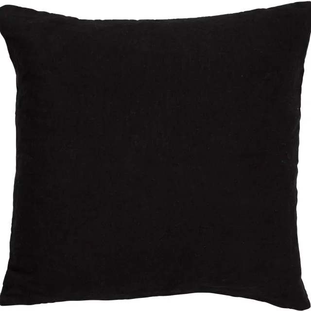Dutch Decor LINN - Sierkussen 45x45 cm - 100% linnen - effen kleur - Raven - zwart - Inclusief binnenkussen - Luxe kussens voor woonkamer & bank