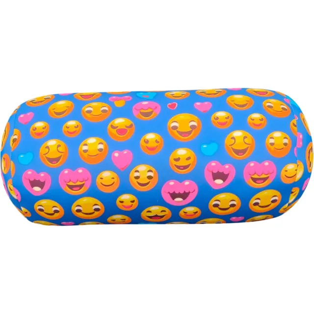 House of Healthbrands My Daily Pillow Rolkussen - Sierkussen Rond Cilinder 17 x 30 cm - loving smiley-design - Stevig en zacht - Mooie print - Gevuld met microgranulaat - Vormvast & Wasbaar - Ideaal voor op de bank, bed, auto of op reis - Inclusief Wasnet Blauw