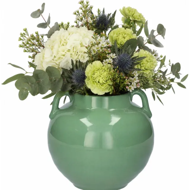 Atmosphera Vaas Aquilos - glans - groen - D18 x H17 cm - keramiek - bloemenvaas - voor stelen en boeketten