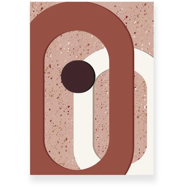 Yisual Aluminium plaat 30x40 cm - Poster - Ovalen - Terrazzo - Bruin - Beige - Abstract - Modern - Muurdecoratie - Wanddecoratie