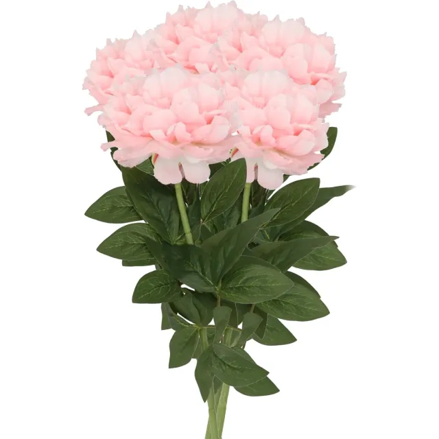 DK design Kunstbloem pioenroos - 5x - licht roze - zijde - 71 cm - kunststof steel - decoratie bloemen Lichtroze