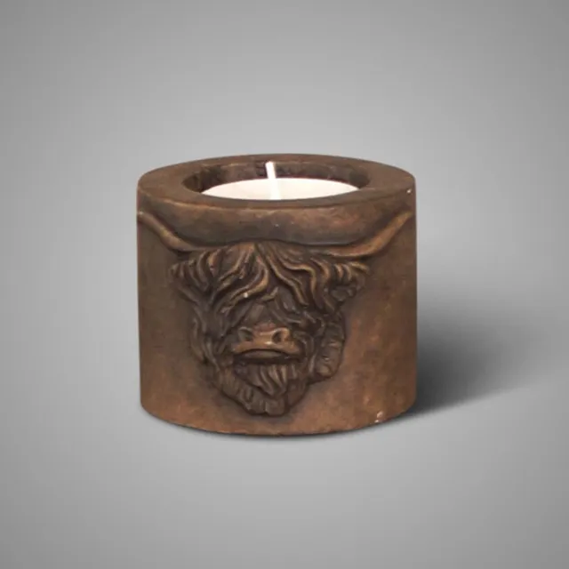 Brynxz Theelichthouders - Set van twee verschillende hoogtes - Schotse Hooglander – Majestic Brown – Hoogte 8/11 cm Diameter 10/12 cm Majestic Brown - Bruin