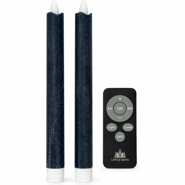 Little Grove set van 2 LED-dinerkaarsen van echte wax - 22,5 cm - Sapphire