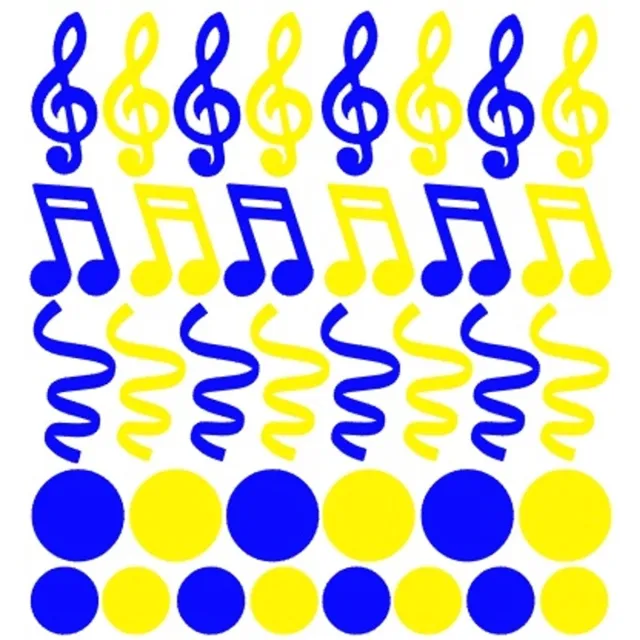Jesners 36 delige Raamsticker Carnaval | herbruikbaar | statisch | Geel-Blauw | 58x54 cm