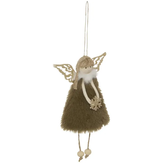 Feeric lights & Christmas Kerstboomversiering: fee in een kaki jurk, van textiel, 17 cm Vert kaki