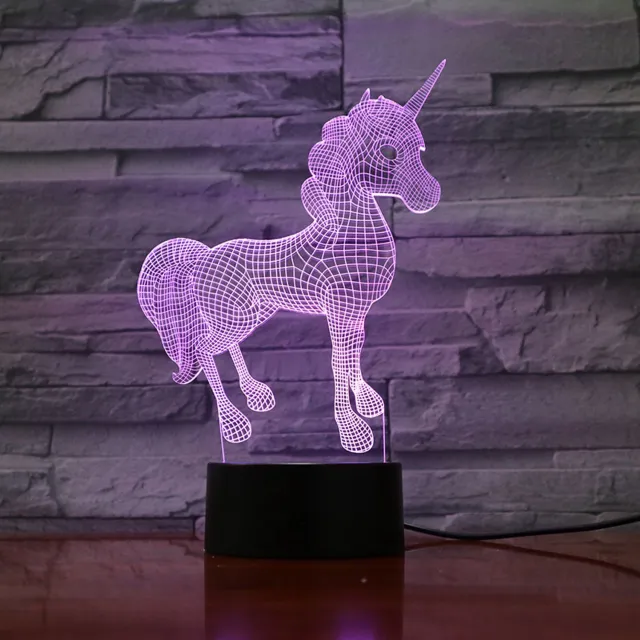 MC Living 3D Led Lamp Met Gravering - RGB 7 Kleuren - Unicorn