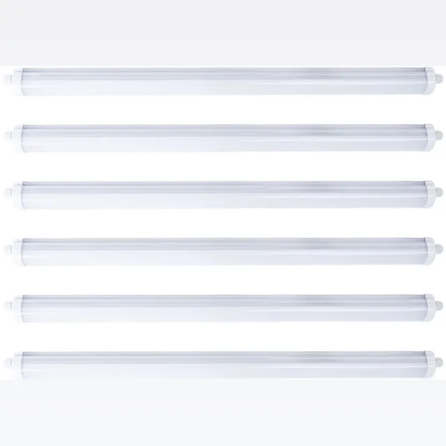 V-TAC Vochtbestendige diffusorverlichting LED plafondlamp LED garageverlichting LED buis, serieschakeling, straaldicht, 1x LED 36W 4320lm neutraal wit, L 120 cm, set van 6