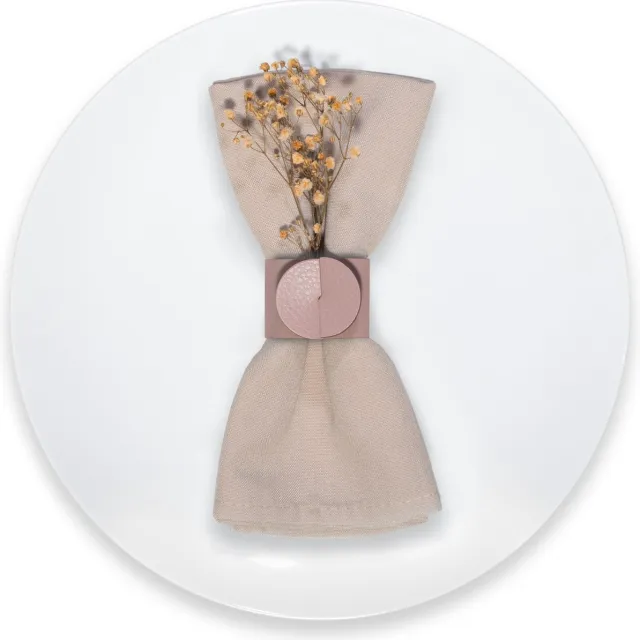 SKINNATUR Servetringen Set van 12 – Roze (Rosewater) – Ø 4 cm – Gerecycleerd Leer – Servethouders voor Tafeldecoratie