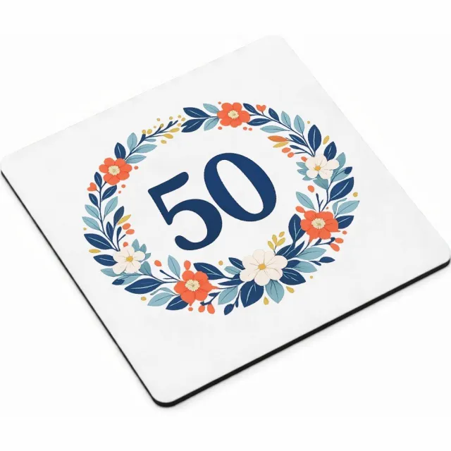 Mr Cadeautjes MDF magnetische fotolijst vierkant 9,5 - design Mijlpaalverjaardag met een speelse plantenslinger en groot c | cadeau Wit