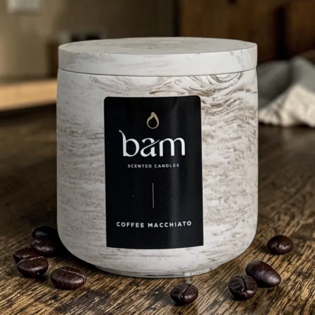 Bam kerst kaarsen- cadeautip - vegan wit beige gemarmerd