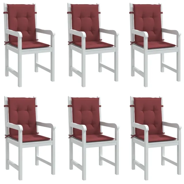 vidaXL Stoelkussens 6 st lage rug 100x50x4 cm stof gemêleerd wijnrood