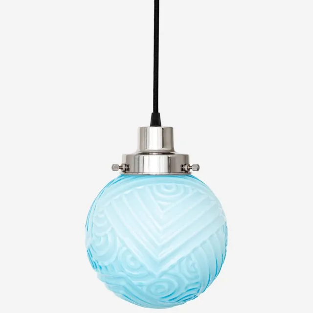 Coloured by Art Hanglamp aan snoer Nouveau Romance Misty 20's Nikkel - Art Deco Trade Zachtblauw