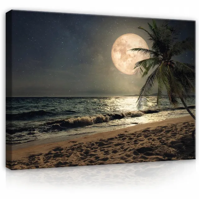 WALLARENA Canvas schilderij - 100x70 cm - uitzicht op natuur met strand en zee multikleurig