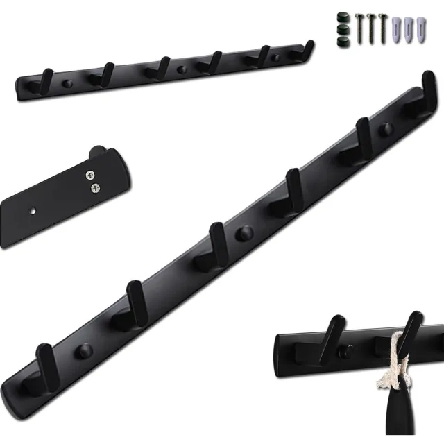 Majestix Wandkapstok met 6 Haken – Zwart – Metaal – Kapstok voor Hal, Badkamer en Slaapkamer – Wandmontage
