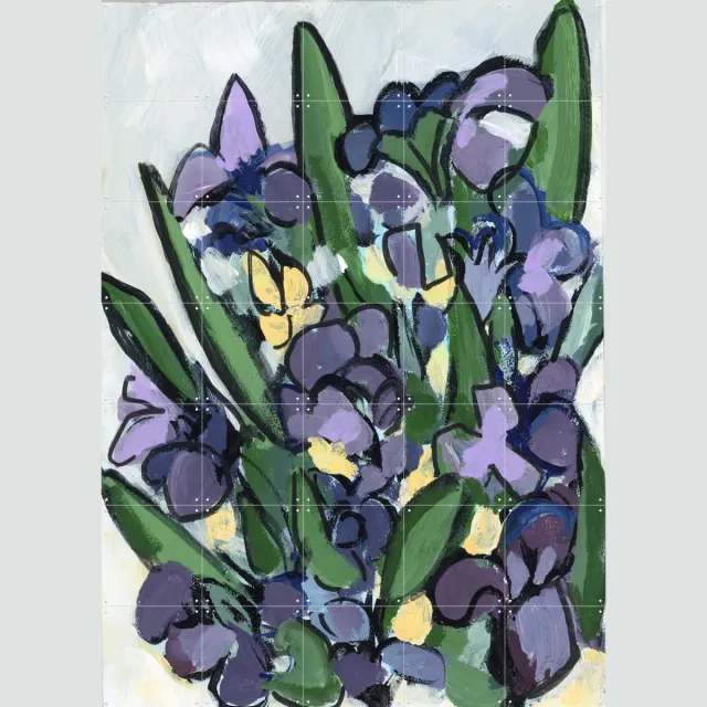 IXXI Irises, Green Barn Studio & Van Gogh 21st Century - 100 x 140 cm - Grote wanddecoratie en posters - Impressionisme, Klassiek, Olieverf, Abstract Paars / Warme kleuren