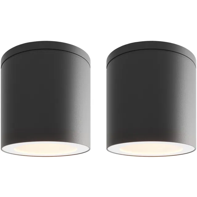 LEDVION 2X LED Opbouwspot, Zwart ø90mm, IP54, GU10