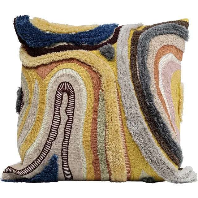 Unyqoos Decoratief bruin kussen met golfpatroon en ritssluiting voor bank of bed, Sierkussen, Veelkleurig, Vierkant, Katoen, 45x45