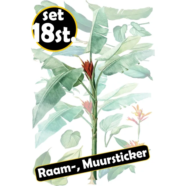 JERMA allerhandestickers Jerma - Planten bladeren - Decoratie - Sticker - set 18 planten - div. maten - Zelfklevend - Folie