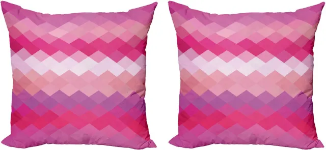 ABAKUHAUS Felroze decoratieve kussenhoes – 2x60x60 cm – Dubbelzijdig bedrukt Fuchsia perzik roze