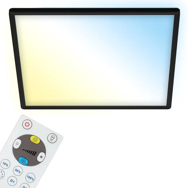 Briloner Slim - CCT Plafondlamp led - plafonniere met afstandsbediening - warm wit licht & koel wit licht - dimbaar - 22W - 42cm - zwart Zwart (met CCT)
