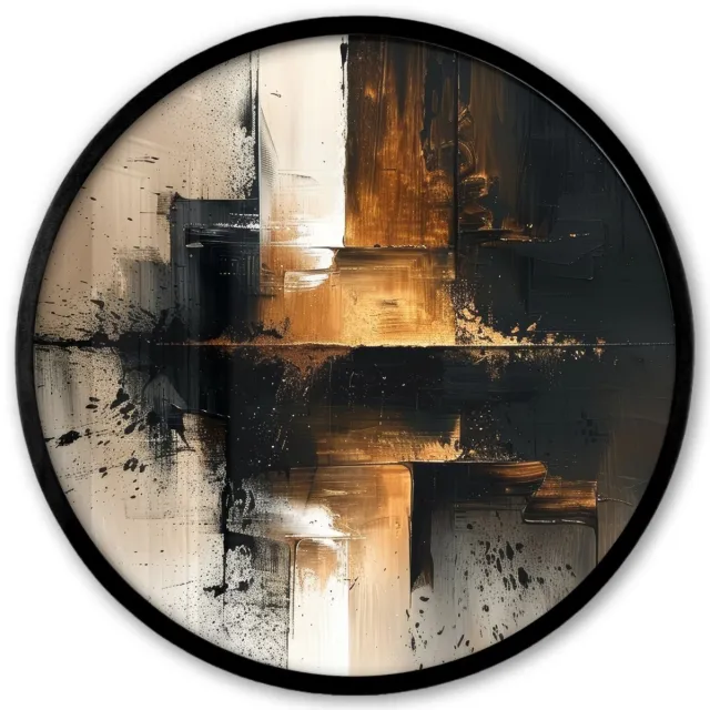 FrameYourWall Poster in lijst Rond - Fotolijst 40x40 cm - Posters - Modern - Zwart - Verf - Goud - Ronde posterlijst zwart - Decoratie - Wanddecoratie woonkamer - Muurdecoratie slaapkamer Modern - Verf