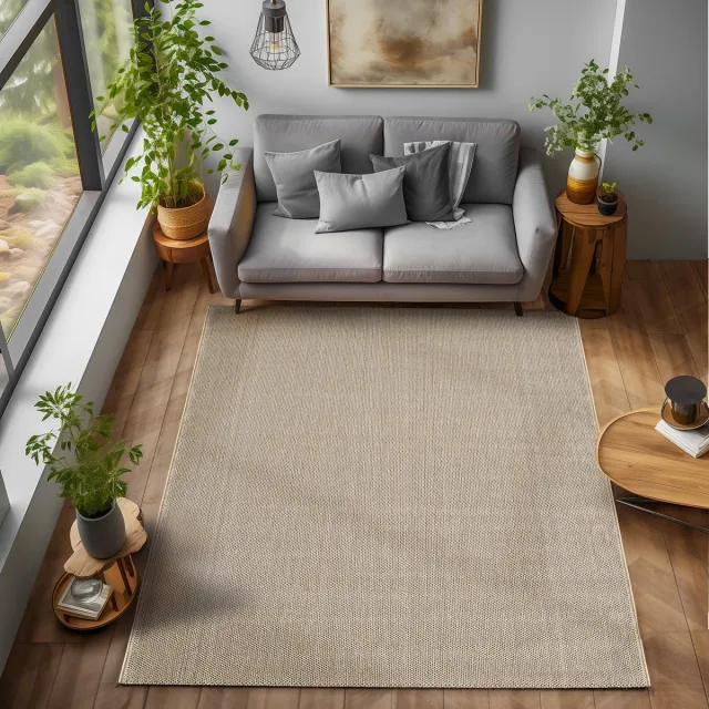 Muratap Loom Uni Effen Vloerkleed - Uni Kleur - Beige - Woonkamer Slaapkamer Tapijt - Laagpolig- 80x250 CM