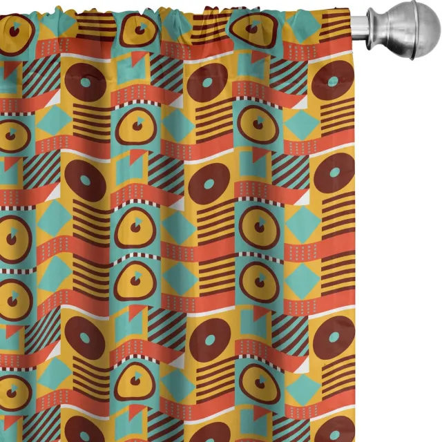ABAKUHAUS Gordijnen Retro Geometrisch – 2x75x175 cm – Microvezel Ringelblume Bordeauxrot