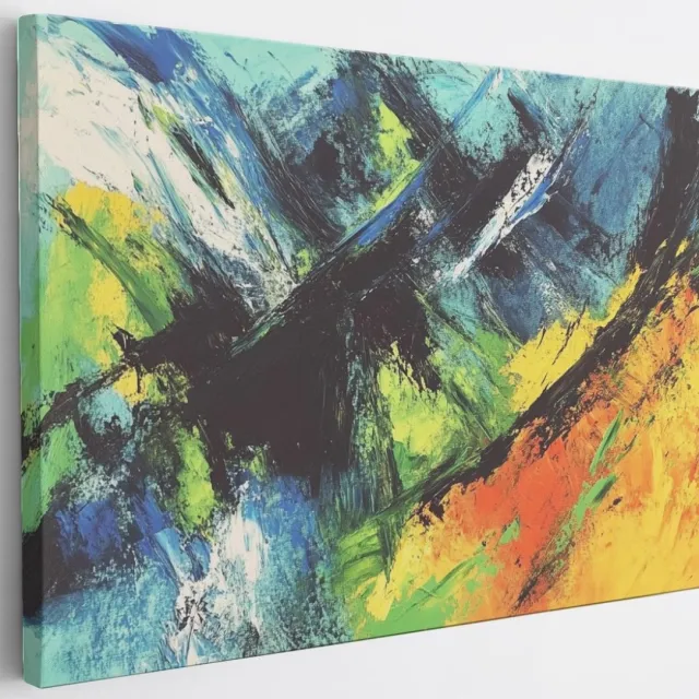 Saammp Canvas Schilderij - Kleurrijke verfspatten - Abstract kunstwerk - 30x20 - Foto op canvas - Wanddecoratie - Muurdecoratie Woonkamer - Slaapkamer decoratie - Canvas Print Multicolor