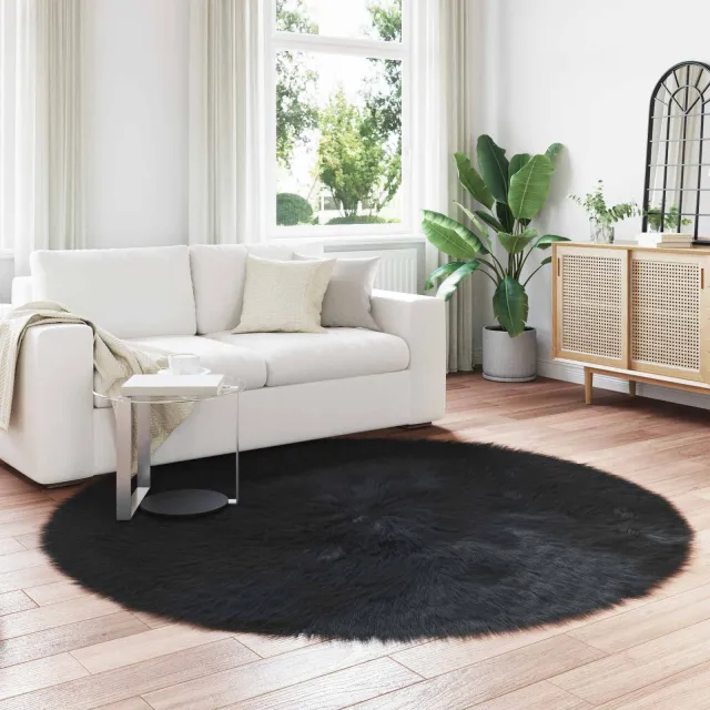 vidaXL Tapijt van imitatie TAFALLA Zwart Ø 160 cm Polyester, foto 2