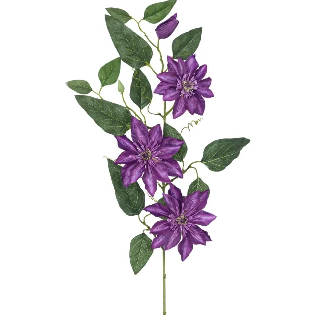 Easyplants Kunstbloem Clematis groot 81 cm paars | Zijde | Nepbloemen | paars | Onderhoudsvrij | Kant-en-klaar