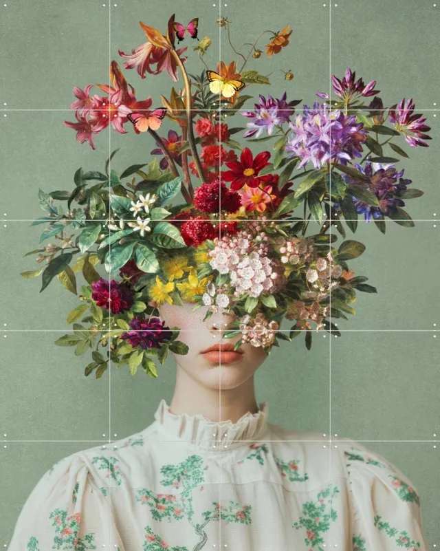 IXXI Summer in Autumn, Marja van den Hurk - 80 x 100 cm - Grote wanddecoratie en posters - Fotografie, Gemengde Technieken, Collage, Woonkamer Pastel kleuren / Groen