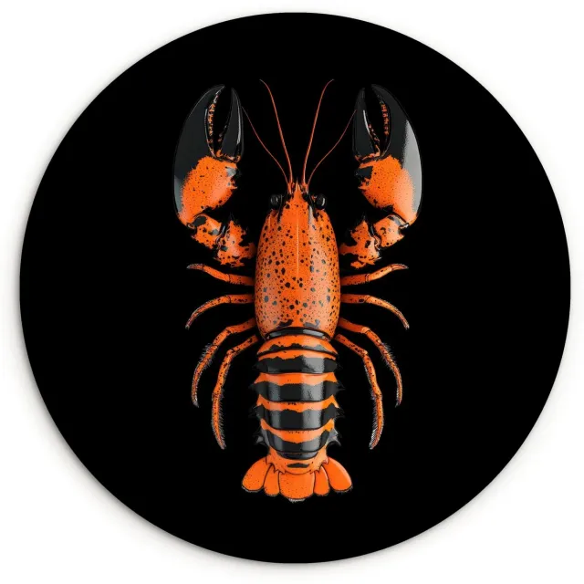 WallCircle Wandcirkel 150x150 cm - Muurcirkel Kreeft - Oranje - Zwart - Modern - Muurdecoratie woonkamer - Wanddecoratie slaapkamer - Kamer decoratie accessoires - Ronde schilderijen
