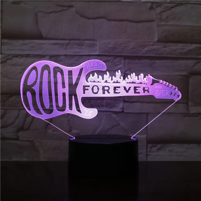 MC Living 3D Led Lamp Met Gravering - RGB 7 Kleuren - Rock Forever