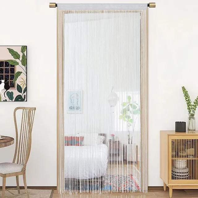 Unyqoos Decoratief String Gordijn voor Ramen en Deuren, Multifunctionele Ruimteverdeler, 90 x 200 cm, Wit