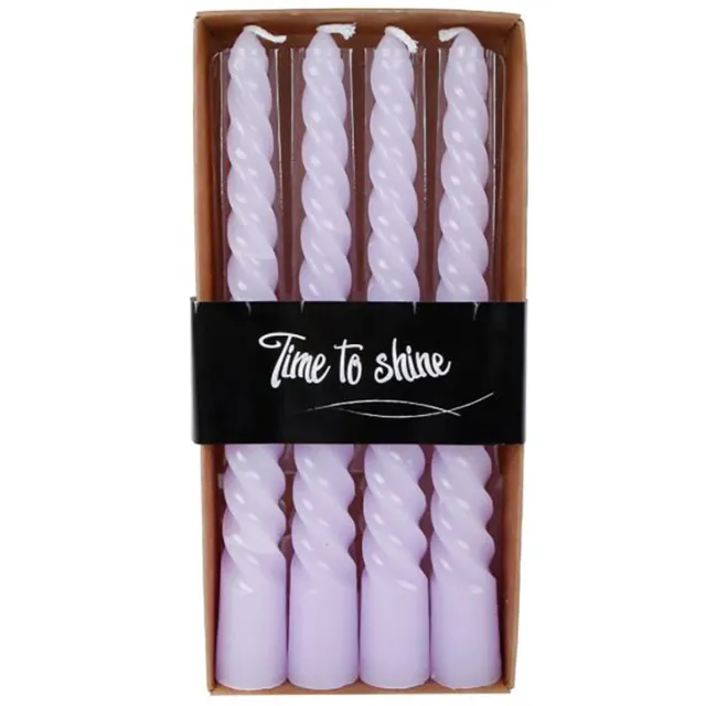 Gifts Amsterdam Tafelkaars Twist – Set van 4 Gedraaide Kaarsen - Lila