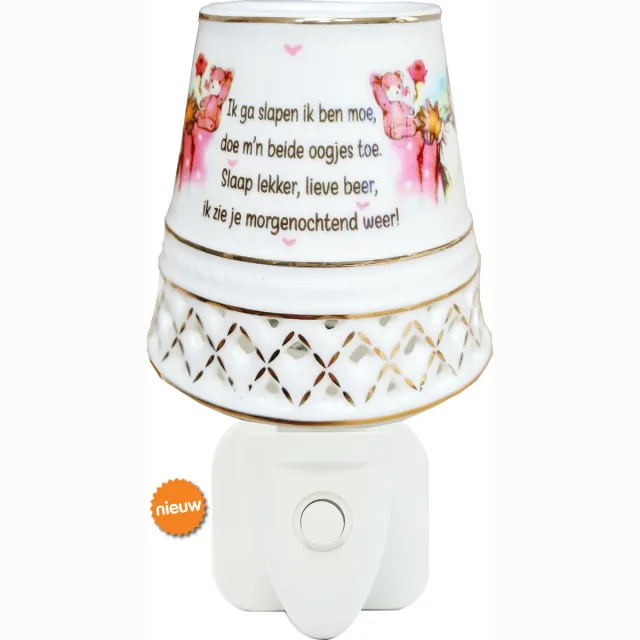 New Dutch® Nightlight Bone China LED Ik ga slapen roze New Dutch®