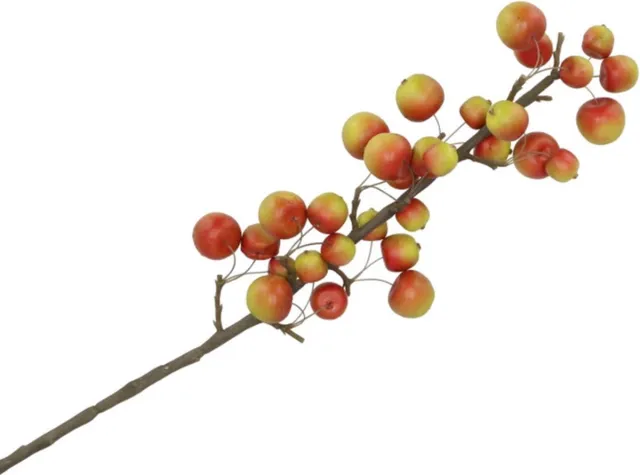 DK design Kunstbloem fruit tak met appels - 66 cm - rood/groen - Kunst zijdebloemen - herfst takken Multi