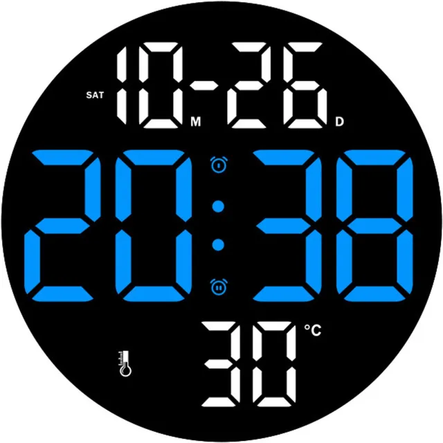 Maisentiel Digitale wandklok met LED-display, temperatuur en USB-voeding - zwart