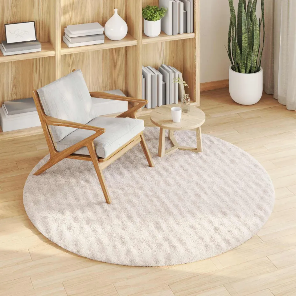 vidaXL Vloerkleden Rond SIROLO Beige Ø 200 CM Polyester, foto 3