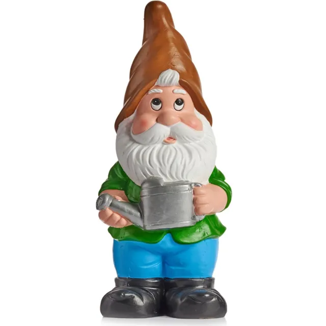 IBERGARDEN Tuinkabouter beeldje - Dwerg - met bruine muts - Keramiek - 38 cm - tuindecoratie